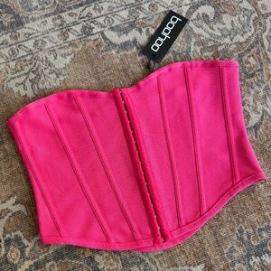 Hot Pink Bandage Hook and Eye Corset Top